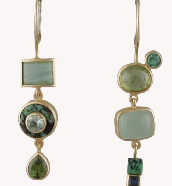 Vintage earrings with hanging green stones