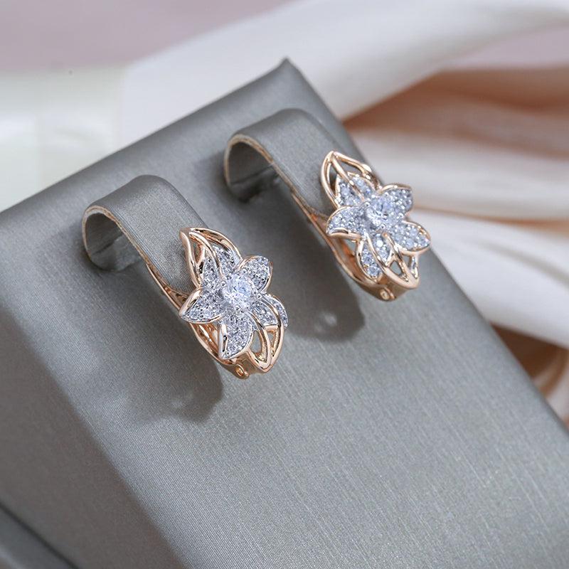 Elegant earrings made of rose gold and crystal