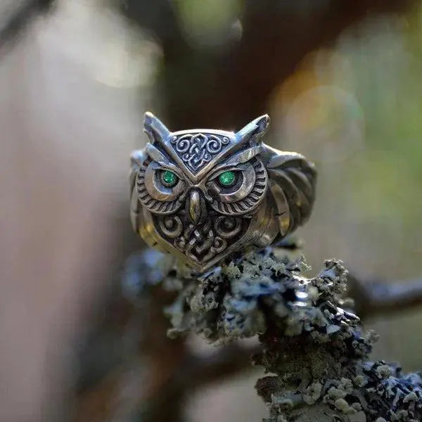 Owl Emerald Ring Unique Joyas