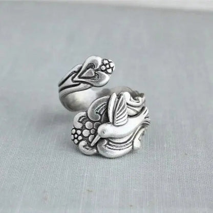 Hummingbird Flower Ring Unique Joyas