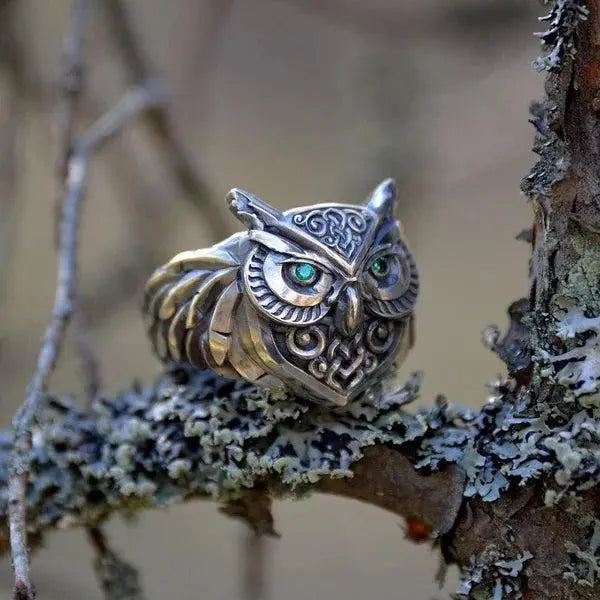 Owl Emerald Ring Unique Joyas