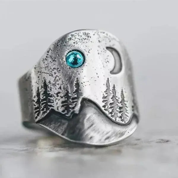 Forest Blue Moon Ring Unique Joyas