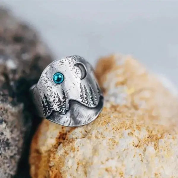 Forest Blue Moon Ring Unique Joyas