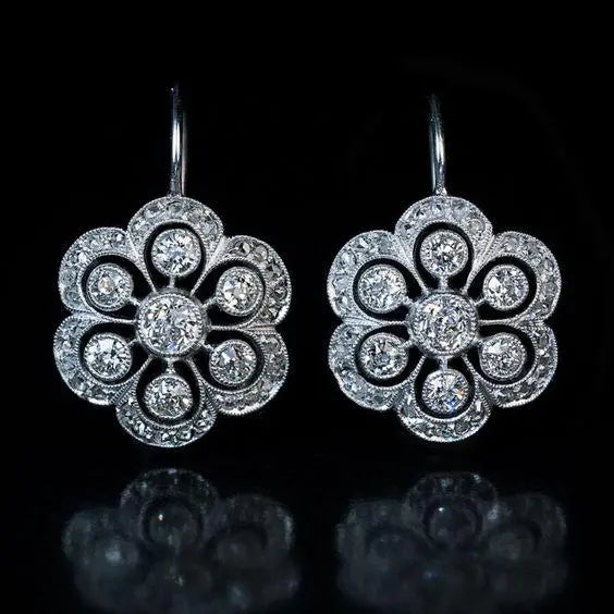 Vintage Mandala Crystal Earrings in Sterling Silver Unique Joyas