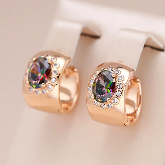 Small Golden Multicolor Crystal Earrings Unique Joyas