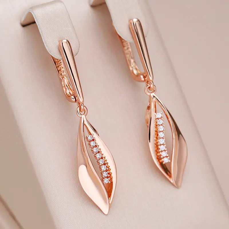 Elegant Lace Earrings with Zirconia in Rose Gold Unique Joyas