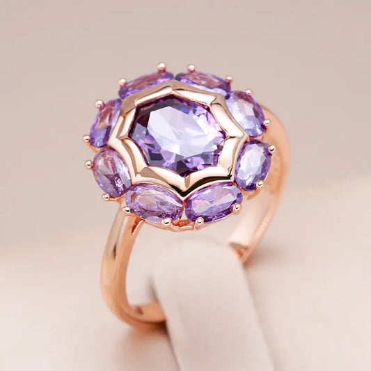 Natural Purple Zircon Ring Unique Joyas