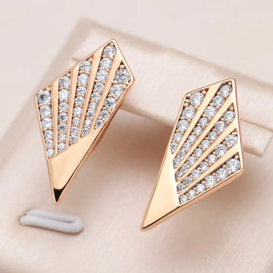 Golden Zirconium Earrings Unique Joyas