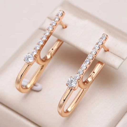 Golden Luxury Zircon Earrings Unique Joyas