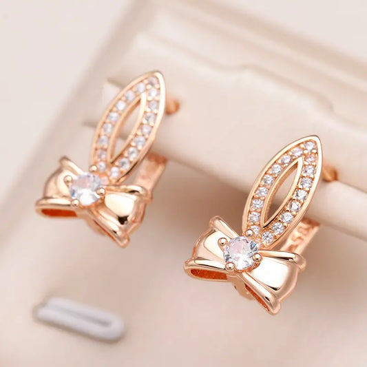 Golden Bow Earrings Unique Joyas