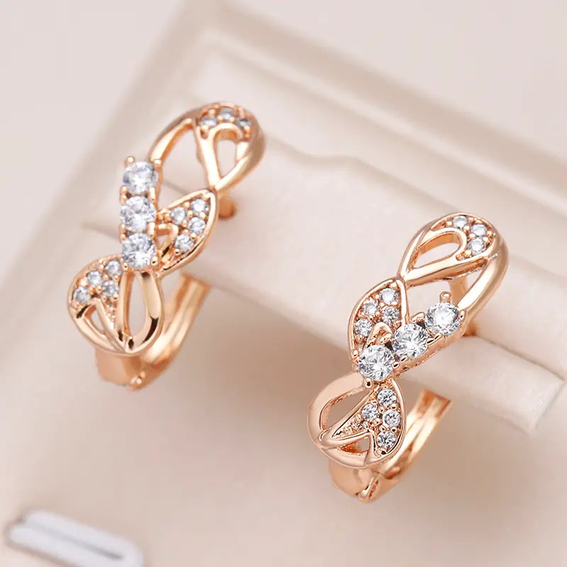 Crystal earrings with gold bow