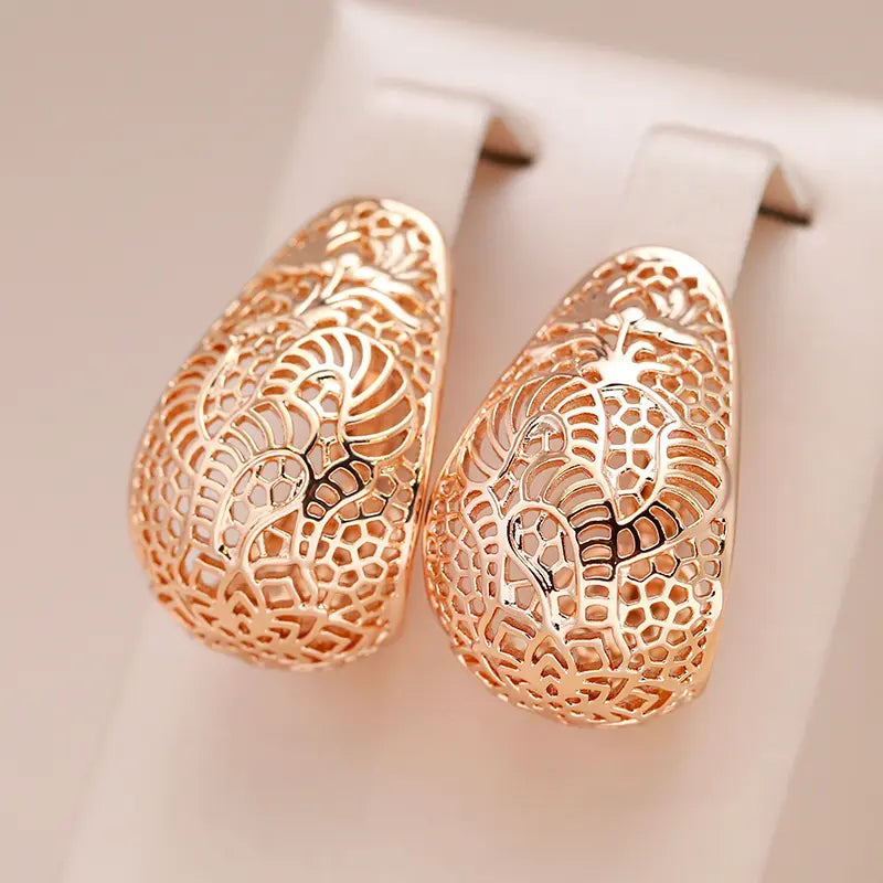 Luxury Hollow Gold Earrings Unique Joyas