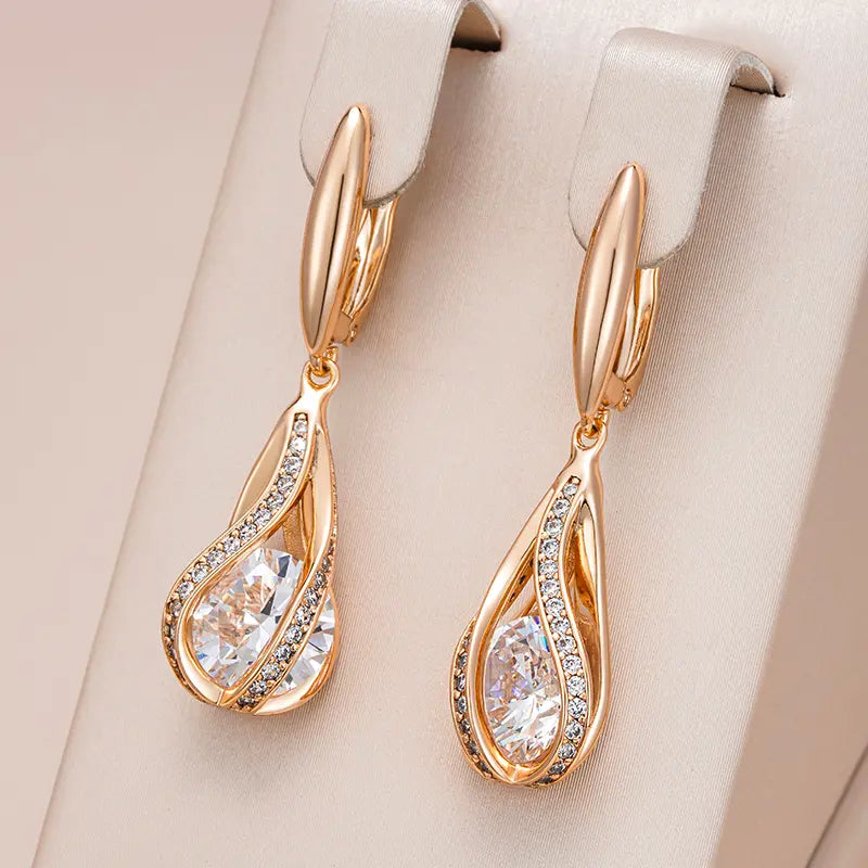 White Dangle Crystal Earrings Unique Joyas