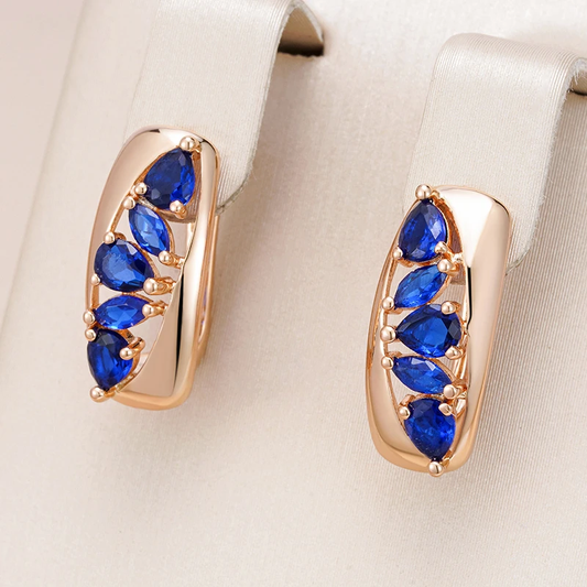 Blue crystal earrings crusted in gold Unique Joyas