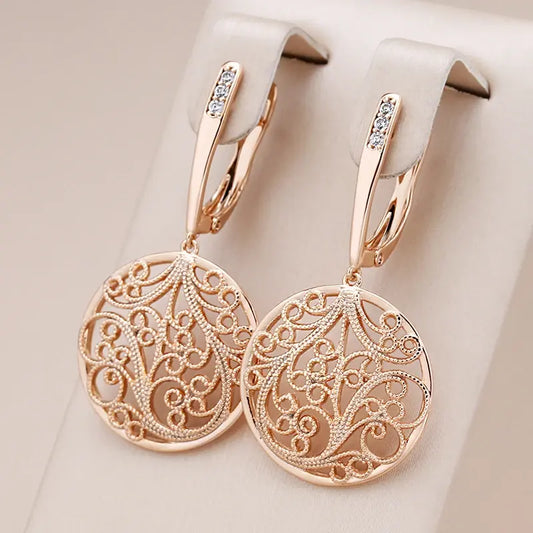 Elegant Round Mandala Earrings in Gold Unique Joyas