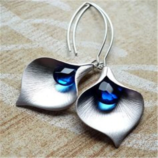 Blue Lotus Earrings in Silver Unique Joyas