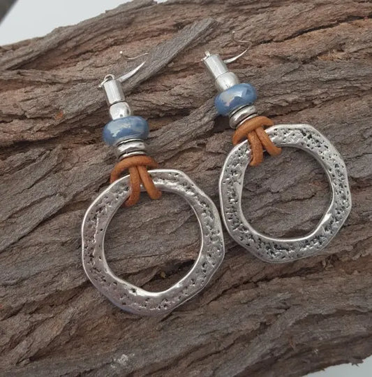 Boho Silver Circle Earrings