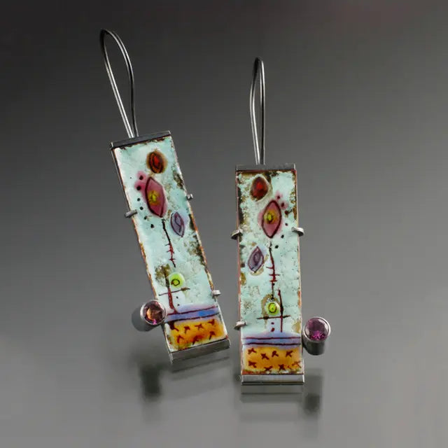 Vintage earrings with antique enamel