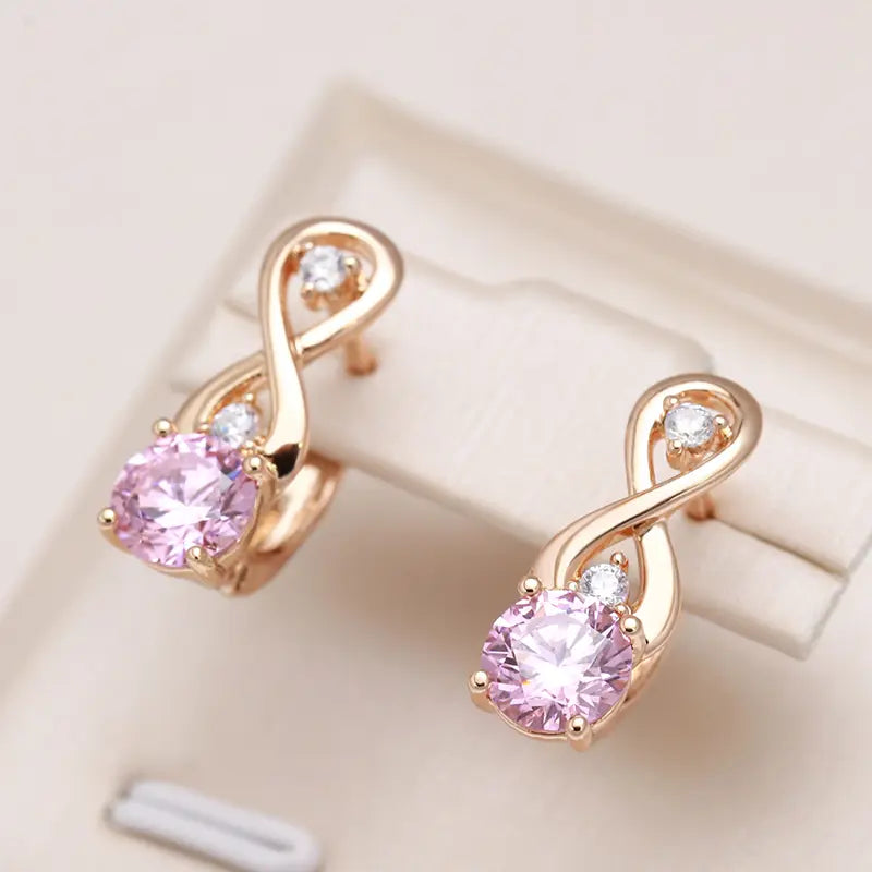 Elegant earrings made of pink zircon