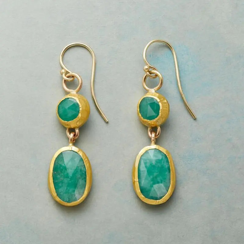 Vintage Turquoise Gold Earrings Unique Joyas