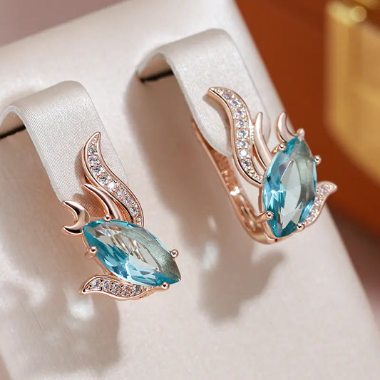 Elegant earrings with turquoise crystals