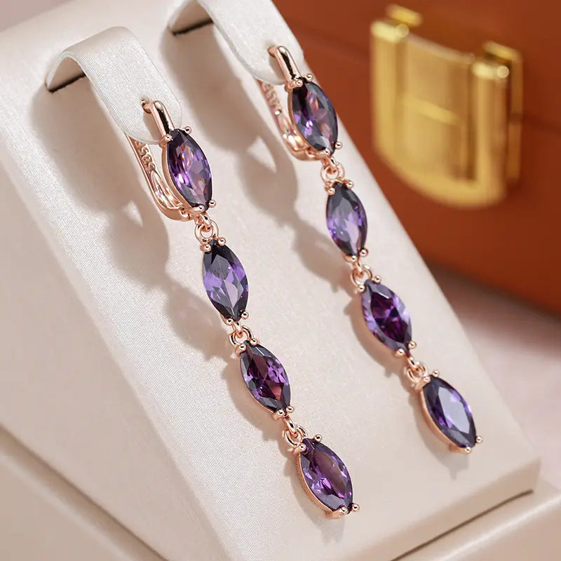 Earrings with Purple Crystals Unique Joyas