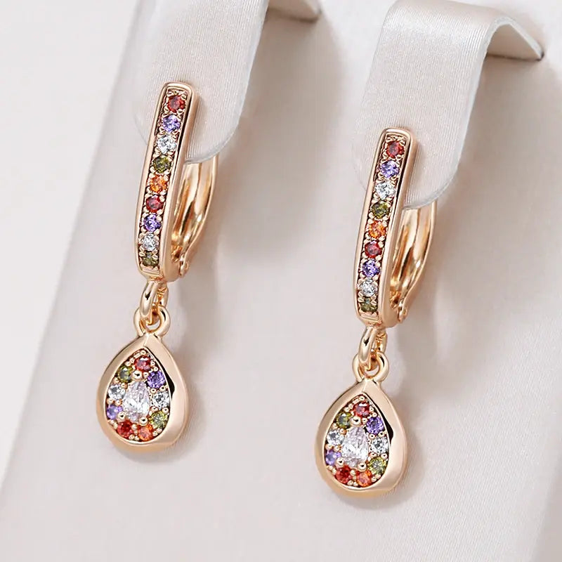 Multicolored Zircon Drop Earrings Unique Joyas