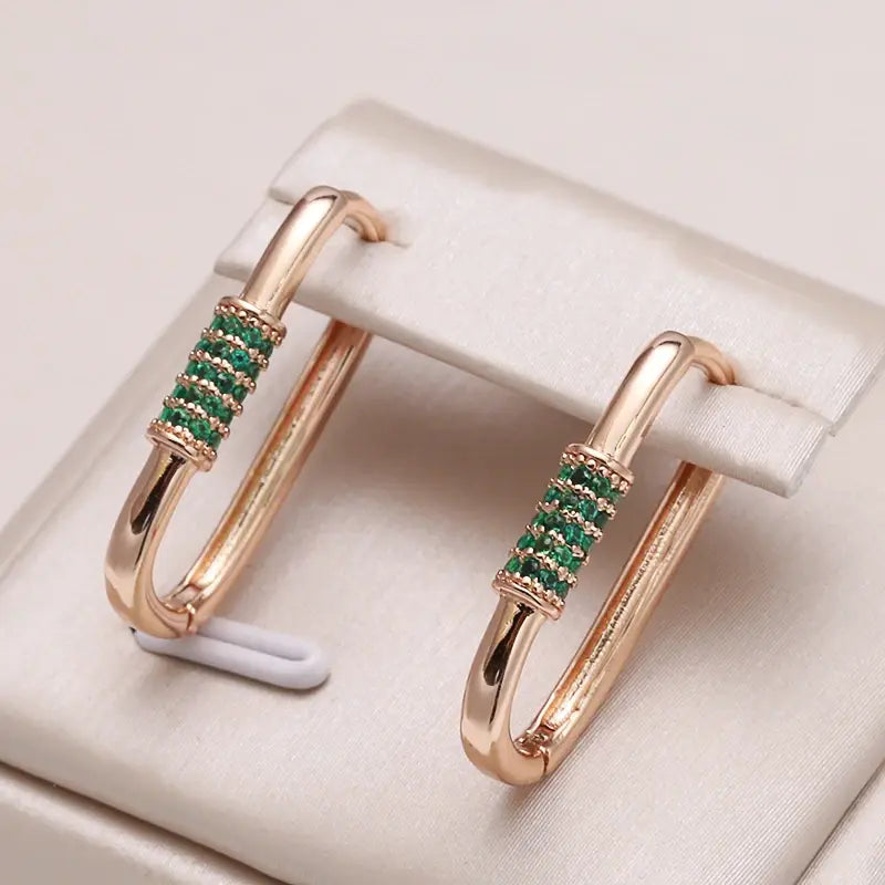 Elegant small green zirconia earrings Unique Joyas