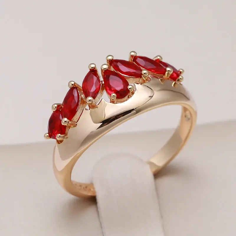 Elegant Red Crystal Ring Unique Joyas