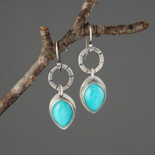 Vintage earrings with blue stone in silver Unique Joyas