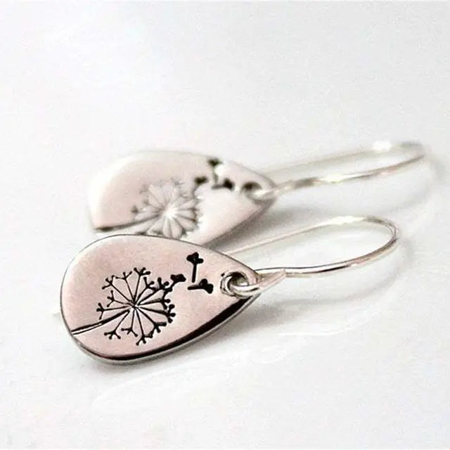 Vintage Dandelion Earrings in Silver Unique Joyas