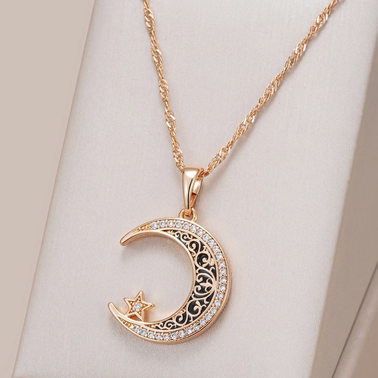 Elegant and Brilliant Moon Necklace Unique Joyas