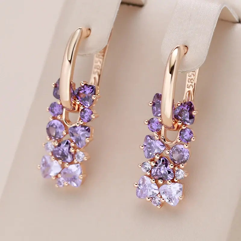 Elegant Purple Earrings Unique Joyas