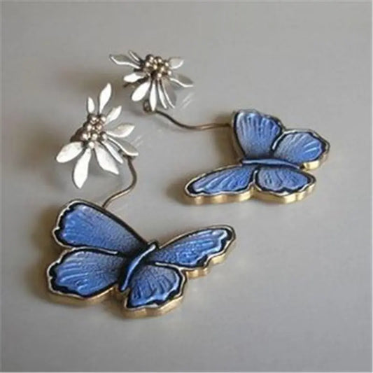 Light Blue Butterfly Earrings Unique Joyas