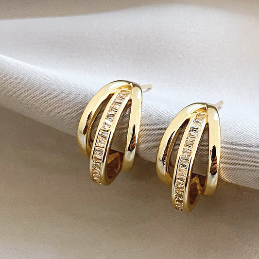 Triple Tire Earrings in Gold Unique Joyas