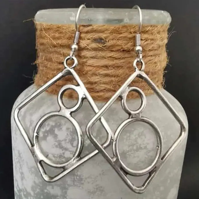 Vintage Hollow Silver Earrings