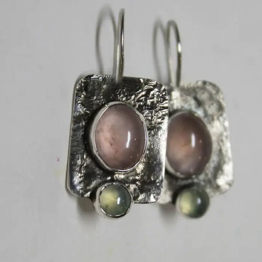 Vintage crystal earrings made of sterling silver Unique Joyas