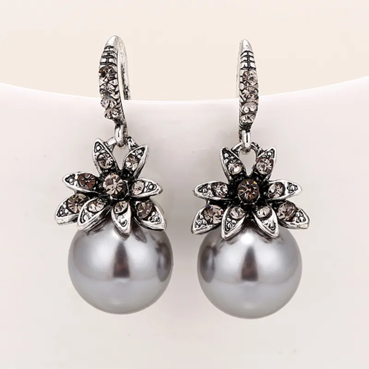 Vintage Silver Pearl Earrings Unique Joyas