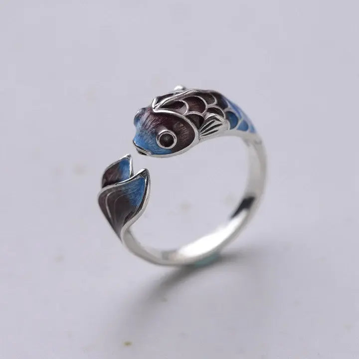 Vintage Koi Fish Ring Unique Joyas