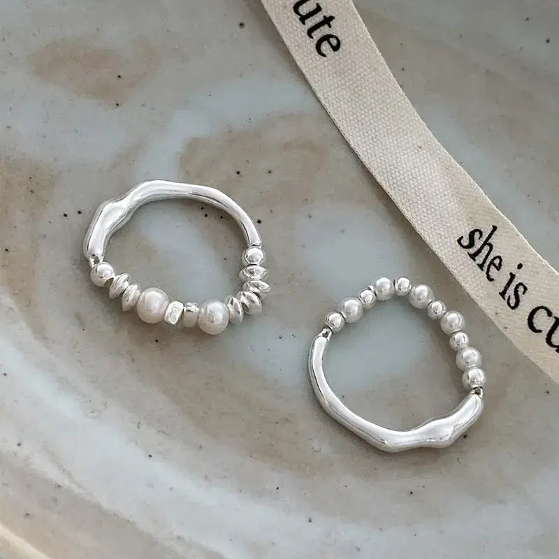 Irregular Pearl Rings made of Sterling Silver Unique Joyas