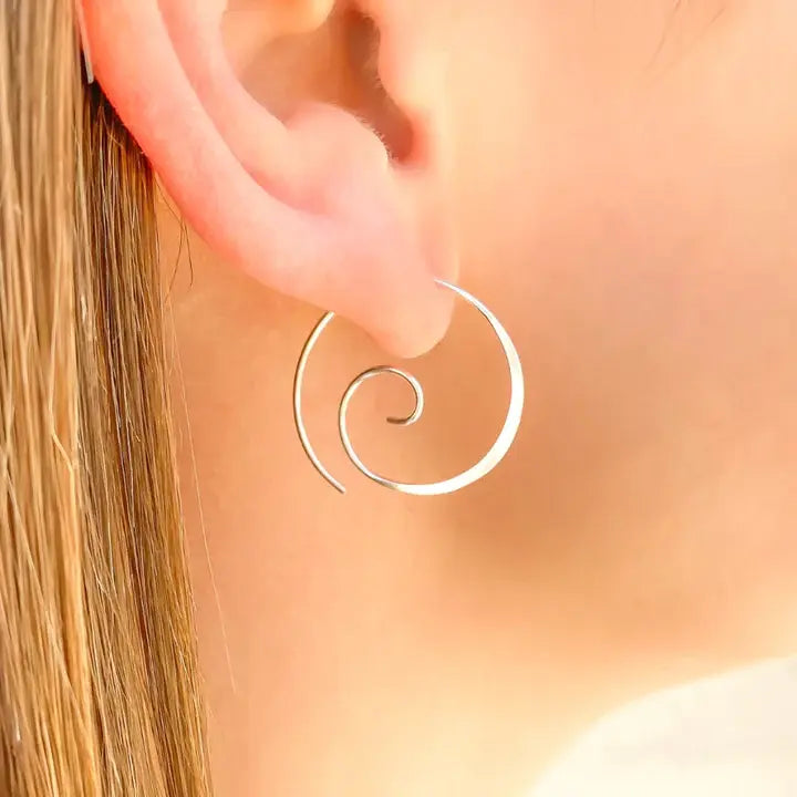 Vintage Silver-Plated Spiral Earrings Unique Joyas