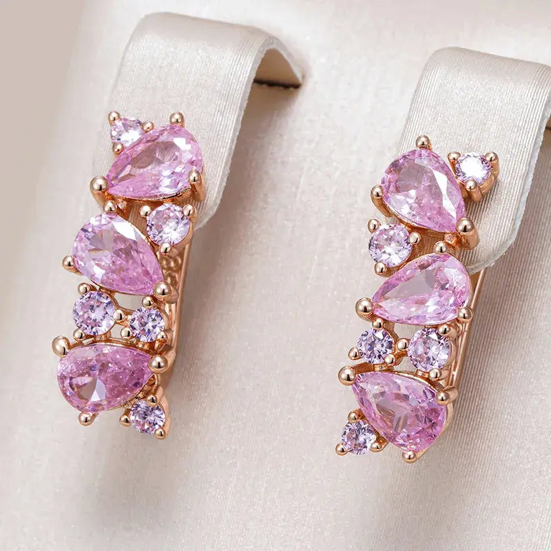 Elegant pink crystal earrings Unique Joyas