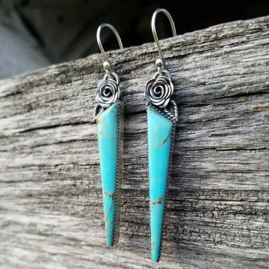 Vintage lace turquoise stone earrings