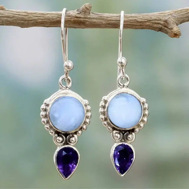 Blue Moonstone Earrings Vintage