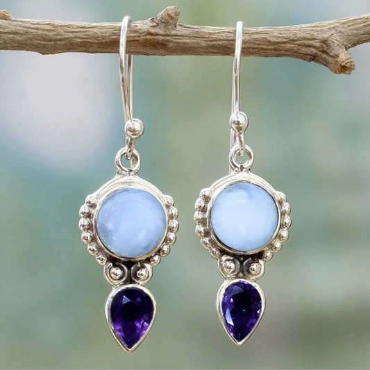 Blue Moonstone Earrings Vintage