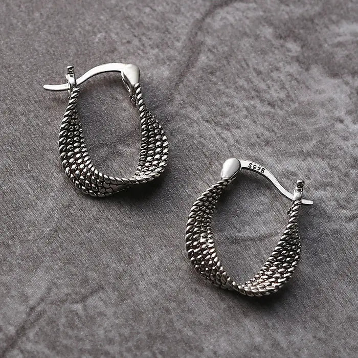 Vintage Irregular Silver Earrings Unique Joyas