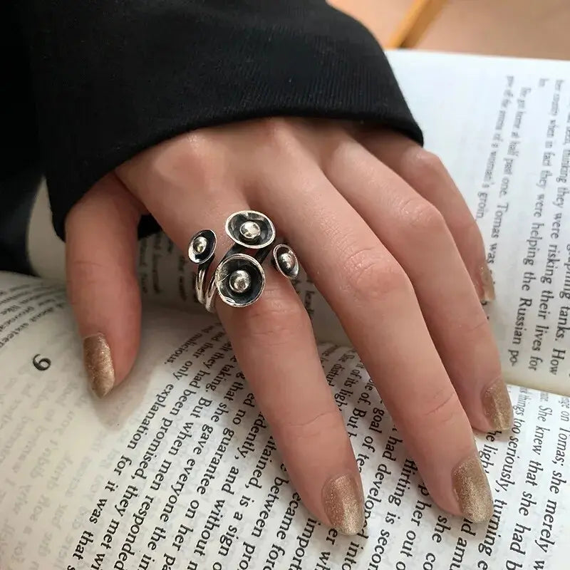 Silver Mushroom Ring Unique Joyas