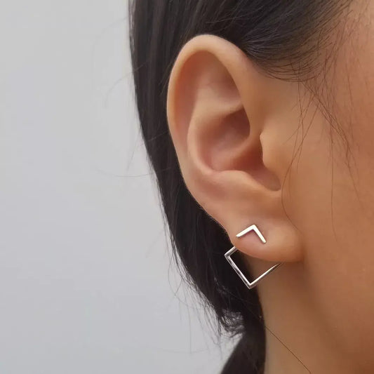 Geometric Silver Earrings