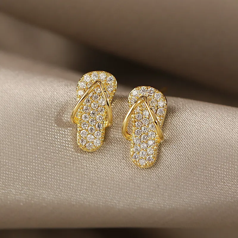 Gold Glitter Flip-Flop Earrings