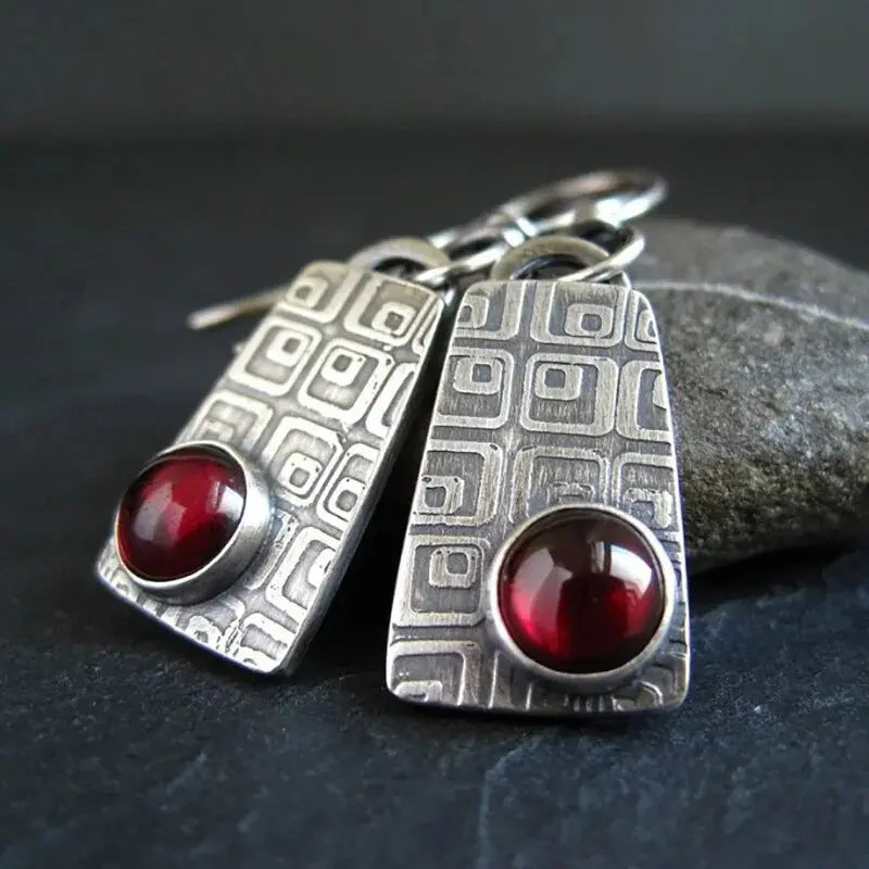 Red Vintage Earrings Unique Joyas